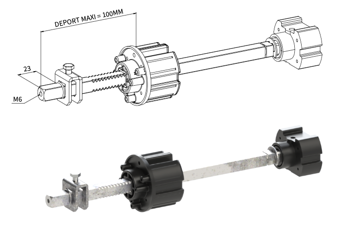 Embout téléscopique ZF64 pour PARE CHUTE en carré de 13